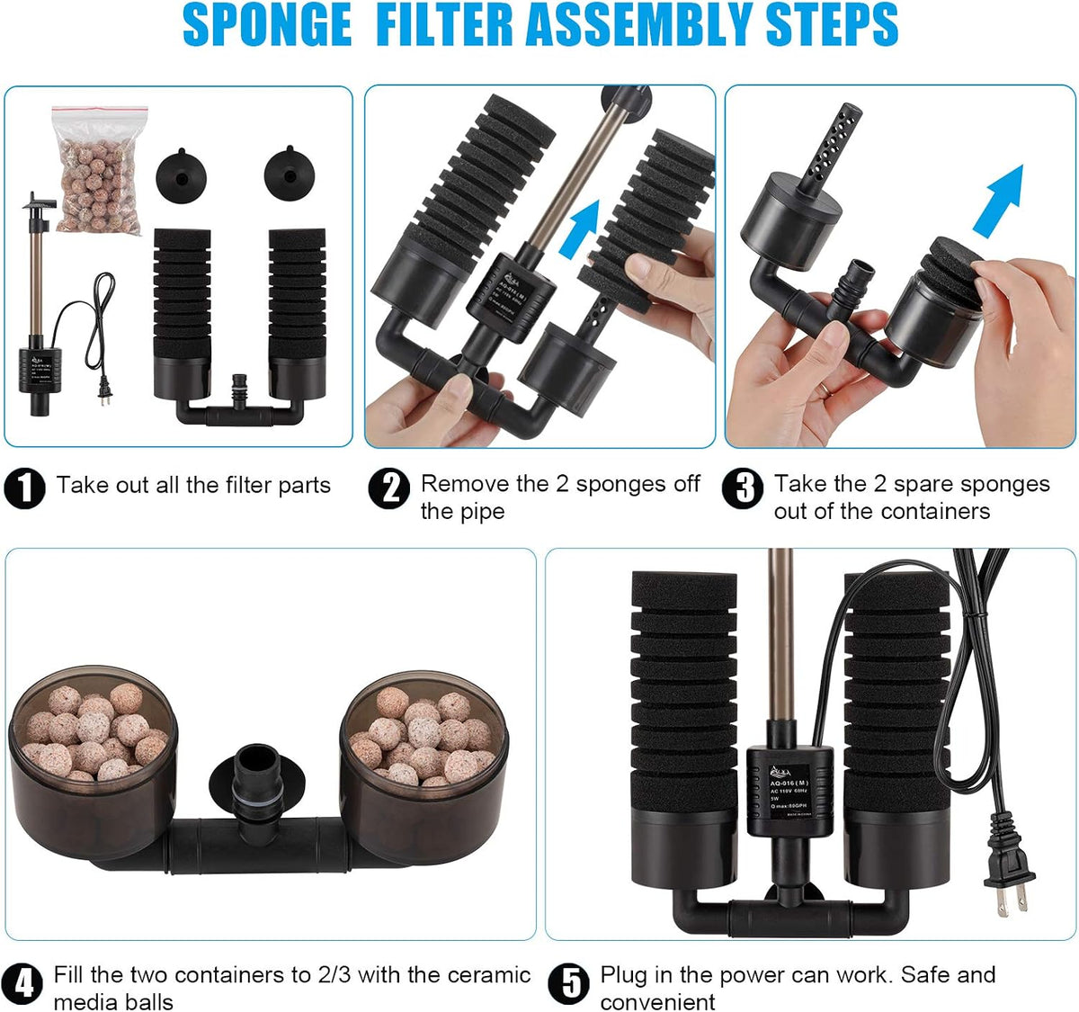 AQQA Aquarium Sponge Water Filter - Large - image 4