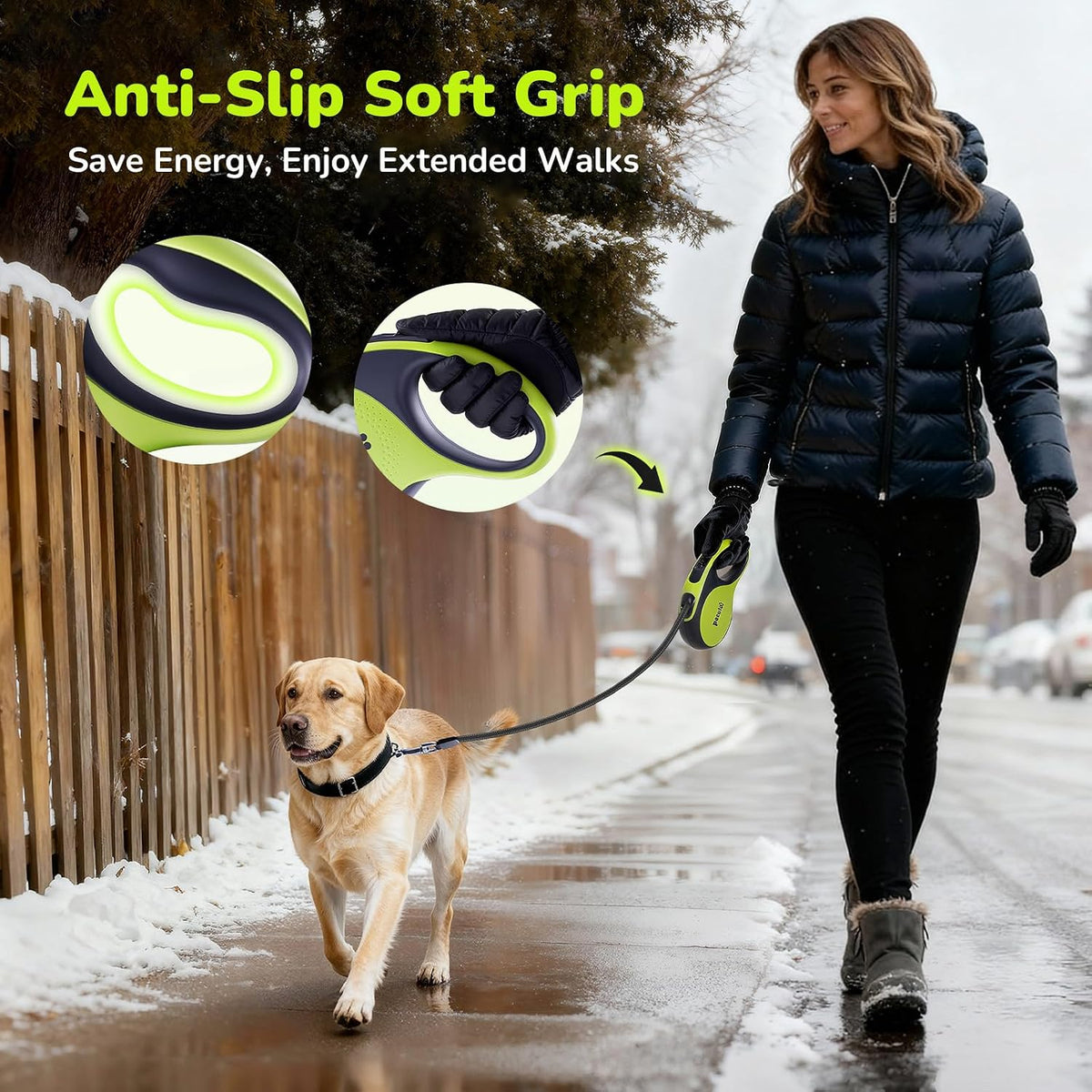 Retractable Dog Leash with Chew Proof Extender, 18 - Green (chew proof) / 16ft | 66 lbs max - image 3