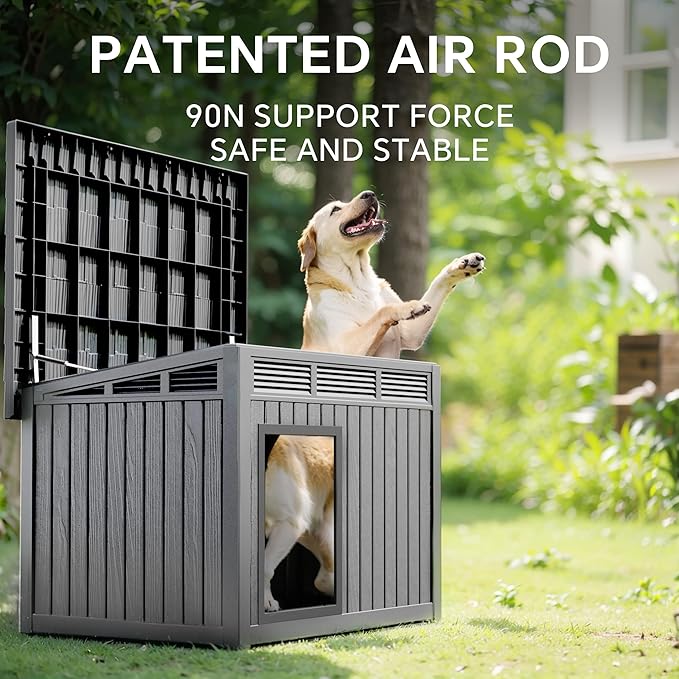 DRATO Dog House for Both Indoor and Outdoor with Weatherproof Roof Removable Floors for Medium to Large Dogs Interior Space (Gray, Large (42.87 * 32.95 * 31.61''))