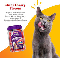 Beefeaters Cat Treats Variety Pack Lickable Puree 48ct – Salmon, Tuna & Chicken, Grain-Free, Taurine-Enriched, Ideal for Training & Interactive Feeding