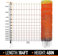 Pet & Livestock HQ Electric Fence Poultry Netting 48" x 164' - Portable Pre-Assembled Electric Net Fencing for Goats, Sheep, Lambs in Farms, Ranches, and Gardens (19 Posts, 2 Spikes)
