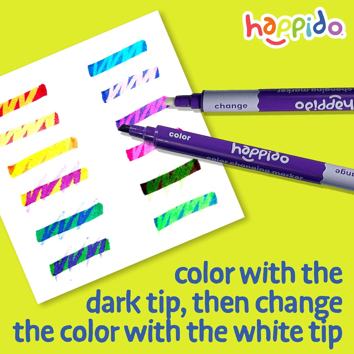International Arrivals Happido Double-Sided Markers for Kids - 12 Count - Color Changing Double Ended - image 3