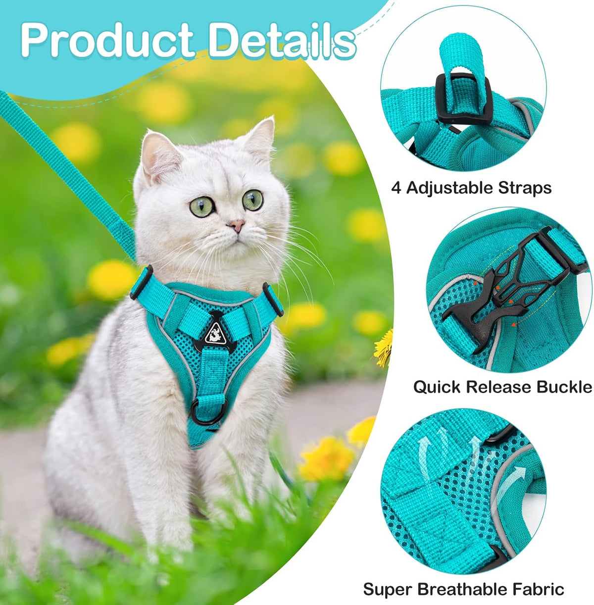 Cat Harness and Leash for Walking Soft Cat Harness Escape Proof - image 2