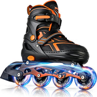 2PM SPORTS Adjustable Inline Skates for Kids, Youth and Adults – Fun for Kids & Family - E Orange / Small - Little Kid (9C-12C US)