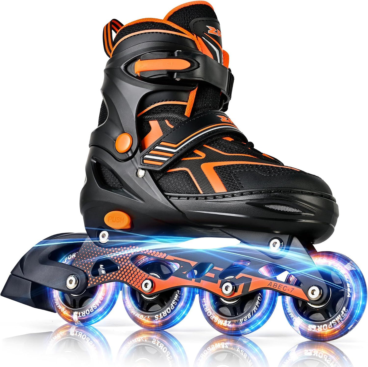 2PM SPORTS Adjustable Inline Skates for Kids, Youth and Adults – Fun for Kids & Family - E Orange / Small - Little Kid (9C-12C US)