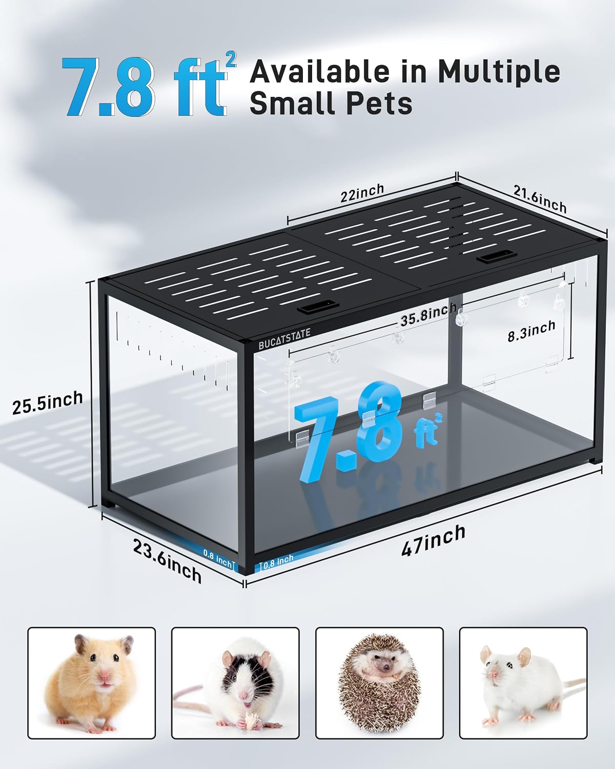 BUCATSTATE Hamster Cage 3.0, Large Hamster Enclosure – Essentials for Small Pets - 47.0"L x 23.6"W x 25.5"H / Black - image 2