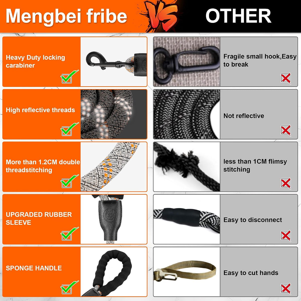 Double Dog Leash, No Tangle, Detachable360° Swivel - Grey / S (8-45 lbs) - image 4