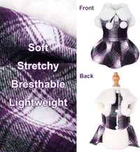 Dog Sweater with Leash Set D Ring Plaid Fleece Dog Clothes for Small - XX-Small (Chest 11in ) / Purple with Leash - image 2