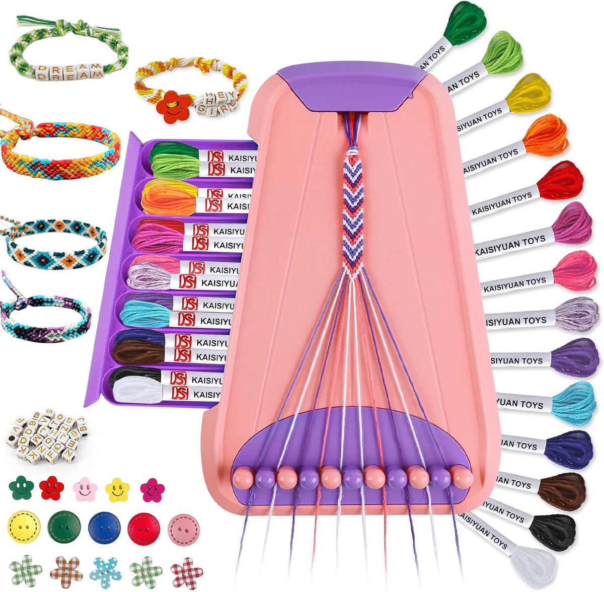 Maynacs Friendship Bracelet Making Kit for Girls 8-12 - Pink/Purple