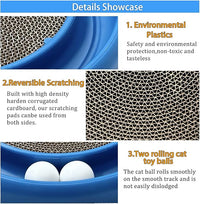Interactive Cat Ball Track Toy for Indoor Cats, Cat Scratching Board & Exercise Set for Bored Indoor Adult and Kitten Mental & Physical Stimulation, with Spare Ball to Prevent Loss (Blue)