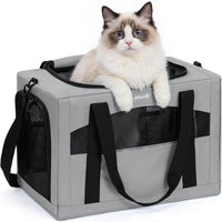 Pecute Cat Carrier Stable, Pet Carrier with Privacy Partition - Gray / 18.5"L x 12.9"W x 11.8"H