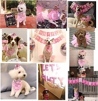 Dog Birthday Party Supplies, Pink Dog Birthday Decorations, Lets Pawty Balloons Banner Hat Bandana Tutu Skirt Outfit for Small Medium Dogs