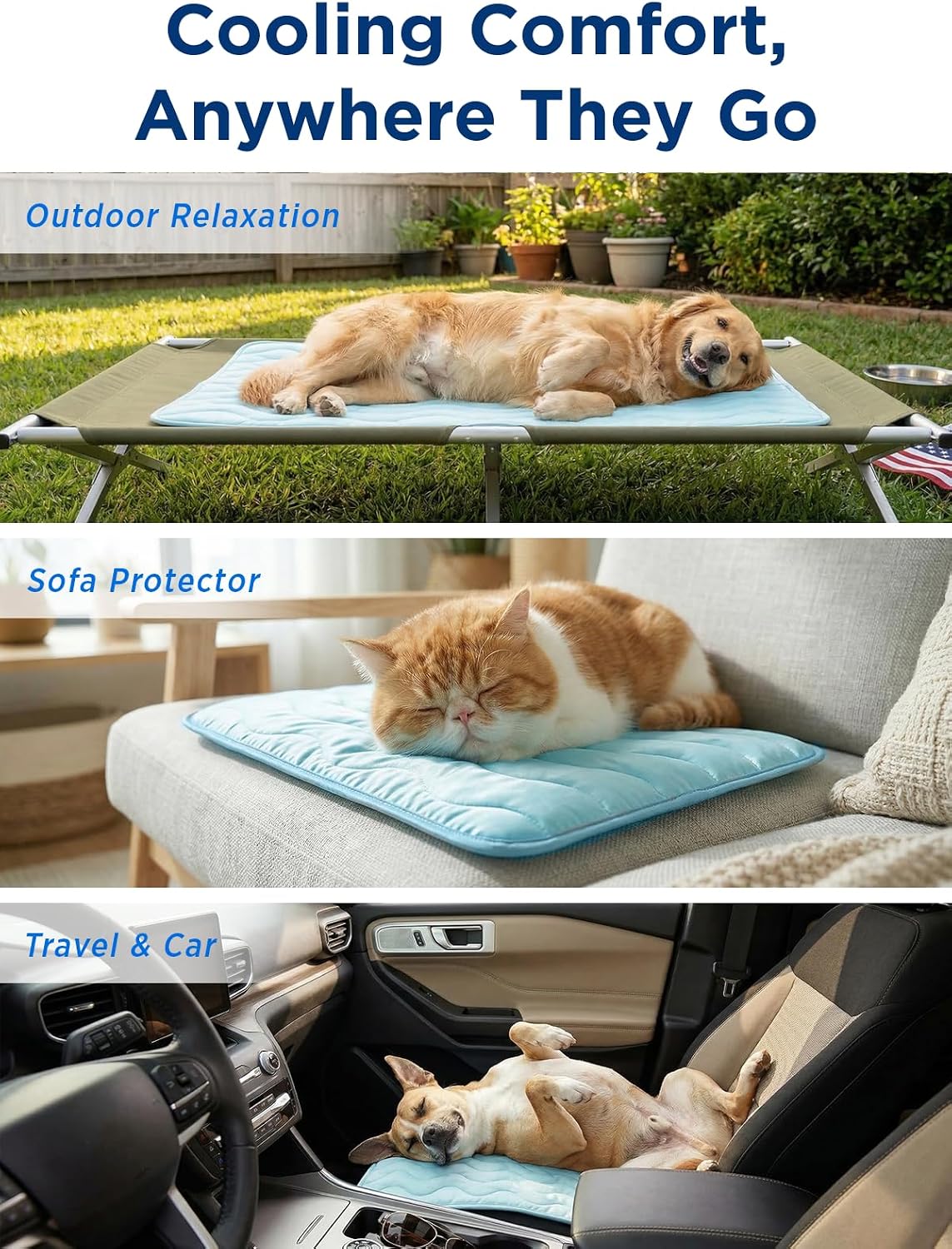 furrybaby Dog Cooling Mat, Self Cooling Mat for Large Dogs& Cats - Blue / 42"x28"(Large) - image 4