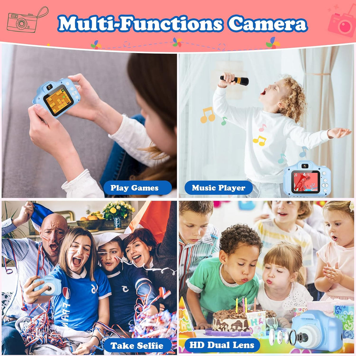 Zeacool Kids Camera, HD Digital Video Camera - Blue - image 4