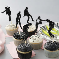 Gyufise 24Pcs Dance King Cupcake Toppers Glitter Jazz Dancers Happy - Black 13 - image 4