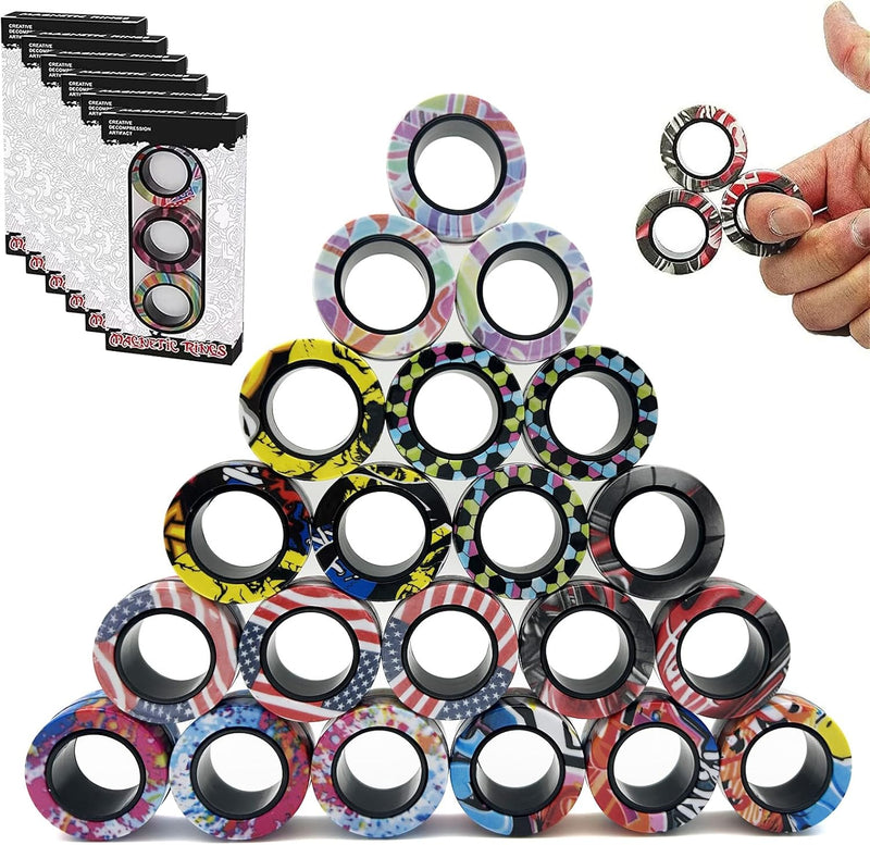 24Pcs Magnetic Rings Fidget Toys Spinner Set Halloween Decor Party - 24 Pcs