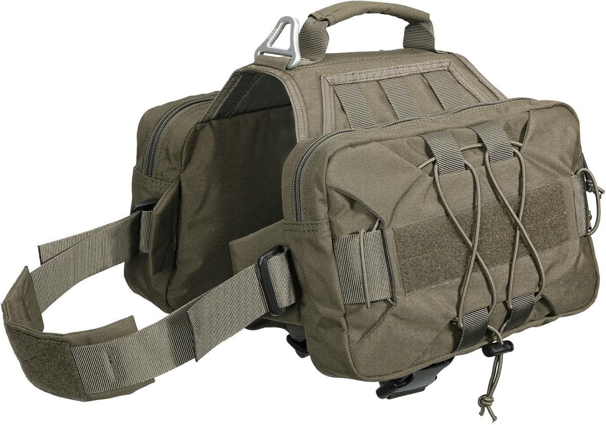 EXCELLENT ELITE SPANKER Nylon Dog Backpack with 2 Side Pockets - Ranger Green / 11.0"L x 1.5"W x 7.0"H