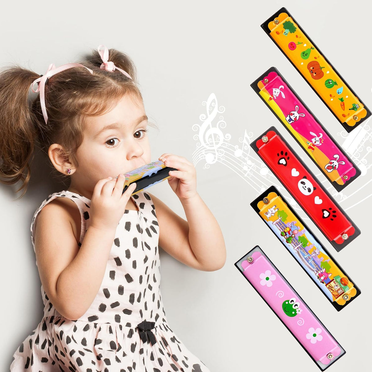 Restroma 30 pack of cartoon harmonicas with 16 holes in a double row, mixed colors - view 3