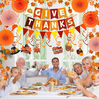 Fecedy Happy Halloween Banner Triangular bunting Paper flower fans - Thanksgiving,orange - image 4