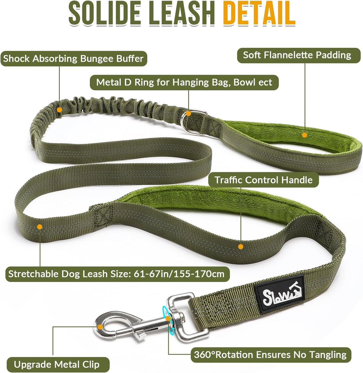 SlowTon No Pull Dog Harness and Leash Set, Heavy Duty - Green / Large - image 4