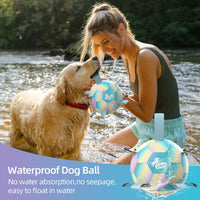 QDAN Dog Soccer Ball Toy with Strap - B-Colorful Blue / Large Size 3 - image 4