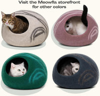 Cat Cave, New Zealand Wool Bed for Indoor Cats - Aquamarine / Large - image 4