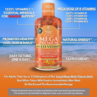 Mega Premium Liquid Multivitamin | Natural Immune Support Vitamin w/ 1333% Vitamin C, 200% D3, Zinc + 20 Vitamins, 70 Minerals, & 21 Amino Acids | Sugar Free | Orange Flavor | 98% Absorption | 32 Serv