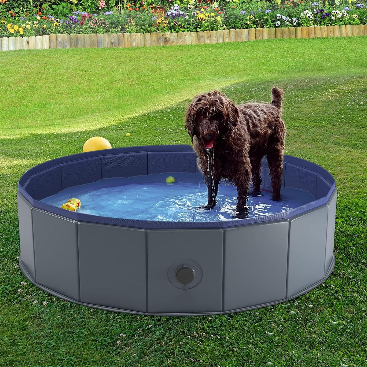 Niubya Foldable Dog Pool, Collapsible Plastic Dog Swimming Pool - L - 40'' x 12'' - image 3