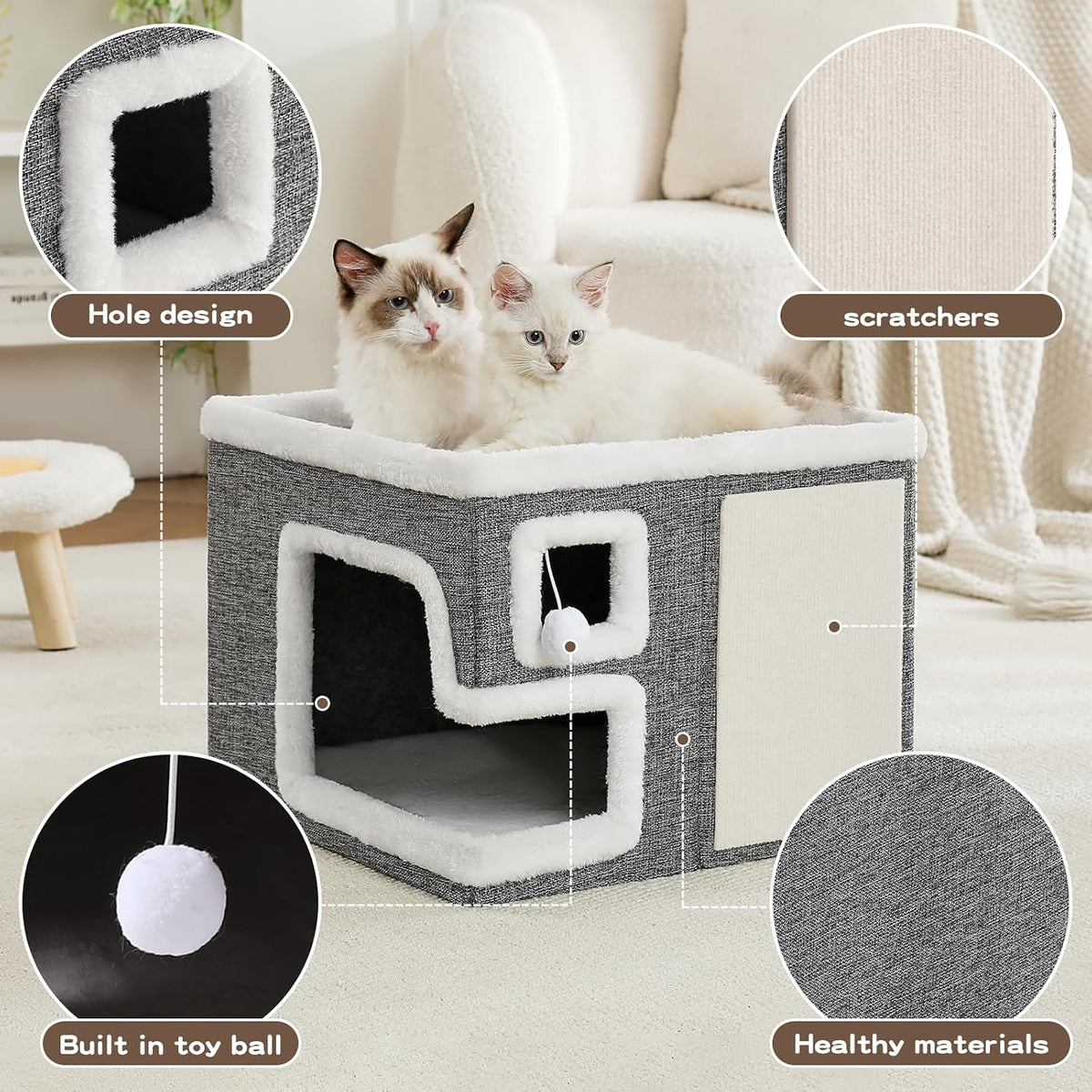 Cat Houses for Indoor Cats - Grey / Large - image 3