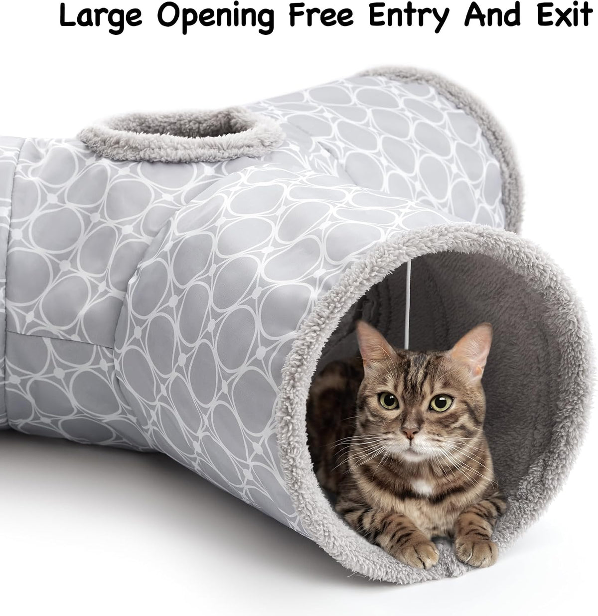 Tempcore Cat Tunnel, 3-Way Collapsible Toy for Indoor Cats - Geometry Grey / Small - image 4