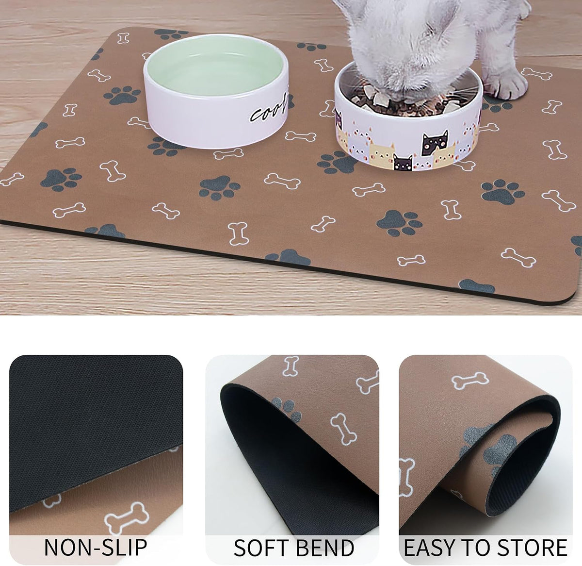 Pet Cat Dog Food Mat Non Slip Mat for Dog Water Bowl Mat Quick Dry - Brown / 32*17 in - image 4