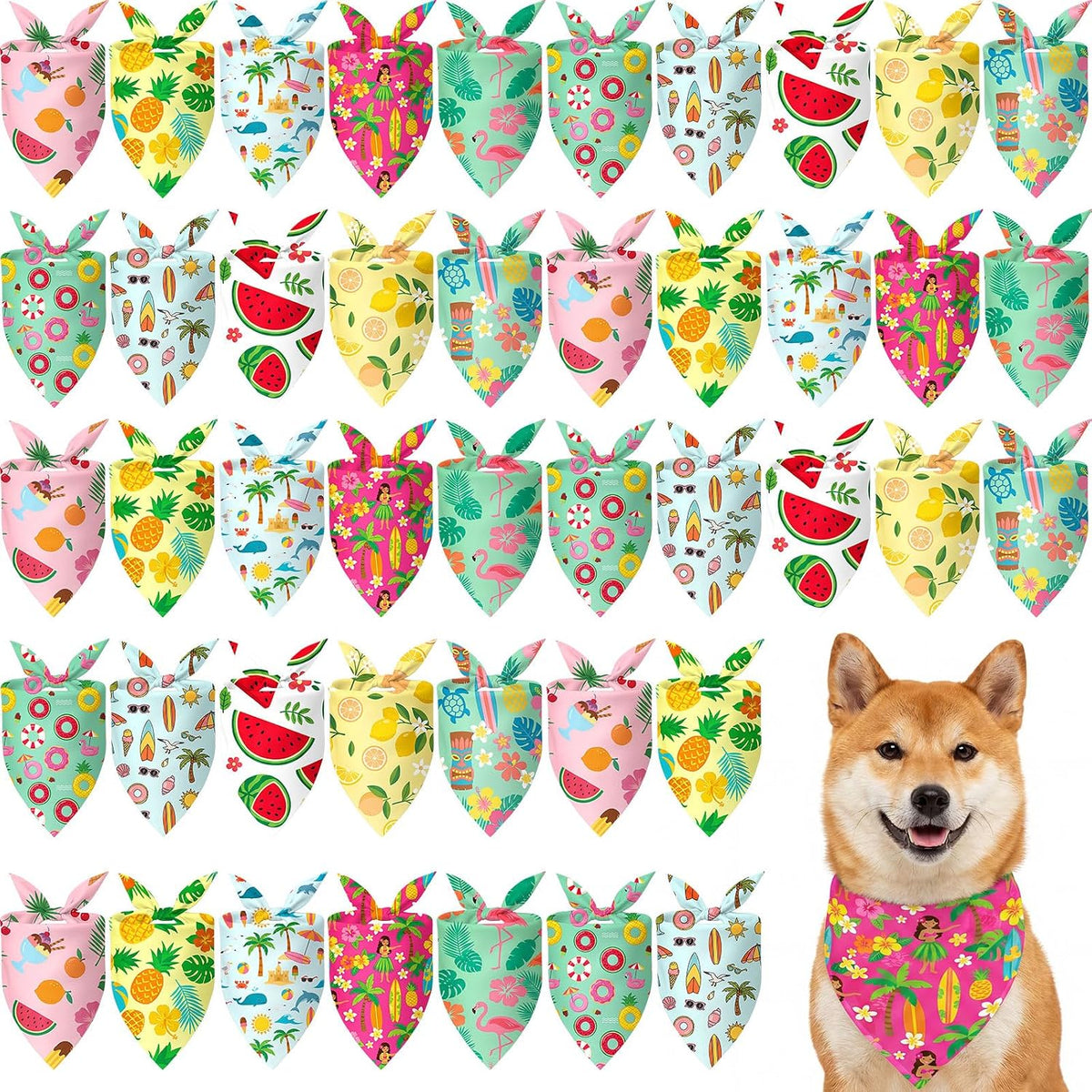 Weewooday 50 Pcs Halloween Dog Bandanas Bulk for Charm Large Pets – Essentials for Dogs - Summer / 25.6 x 17.7 x 17.7 Inch