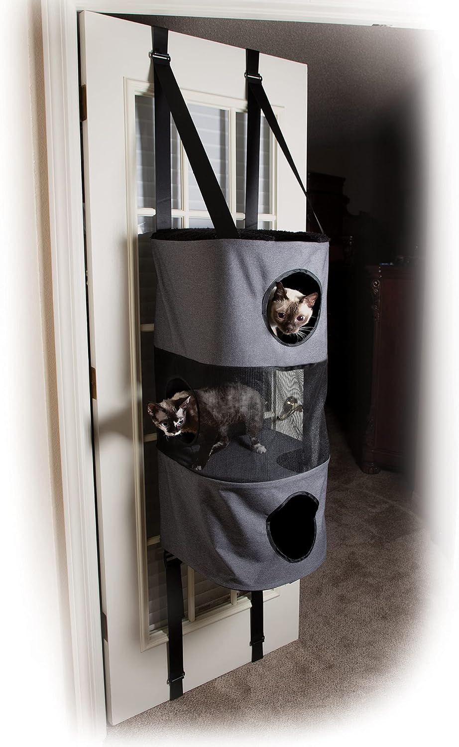 K&H Door Cat Tree, Hangin Condo 5 Level Mounted, Gray - 3 Story Condo
