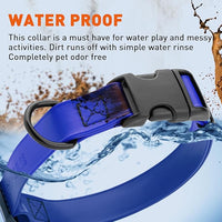 Dogline Biothane Waterproof Dog Collar with Quick Release Buckle Strong Coated Nylon Webbing with Odor- Proof for Easy Care Easy to Clean Fits Small Medium Large Dogs, Royal Blue 5/8" W 9-14" L