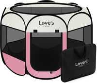 Love's cabin Pet Puppy Dog Playpen - Light Pink / 30.0"L x 30.0"W x 23.0"H