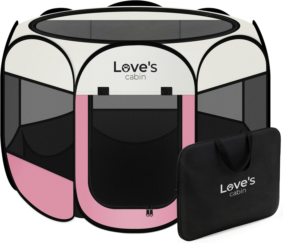Love's cabin Pet Puppy Dog Playpen - Light Pink / 30.0"L x 30.0"W x 23.0"H