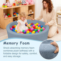 MEOGETY beige teddy fleece foam ball pit for toddlers with soft round walls - view 20