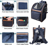 Jespet Pet Backpack Carrier for Small Dog - 3-Navy Blue - image 2