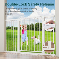 Cumbor 2 Pack 29.7-54.2" Baby Gate for Stairs, Mom's Choice Awards Winner-Auto Close Dog Gate for Doorways, Easy Install Pressure Mounted Pet Gate Indoor, Wide Safety Gate for Dog, White