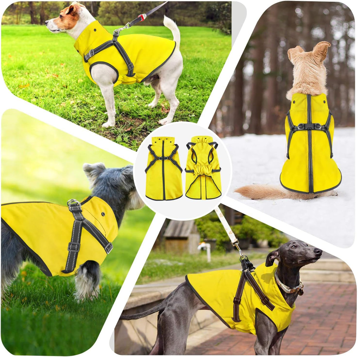 Dog Raincoat Waterproof Dog Hoodie Reflective Dog Raincoat Hooded - XXL / Yellow - image 2
