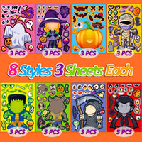 Halloween Stickers for Kids, 24 DIY Face Sheets - Halloween - image 2