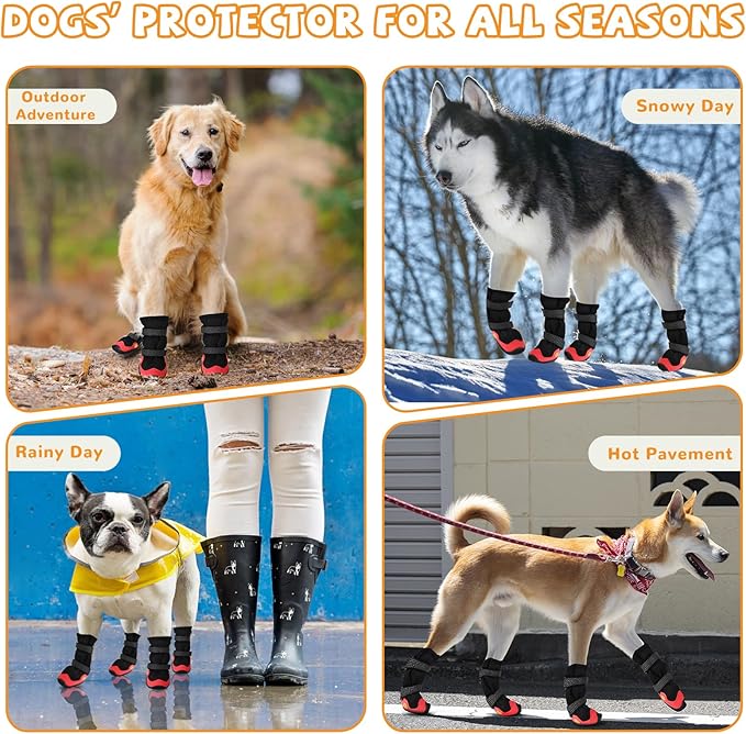 Dog Shoes for Medium Large Size Dogs, Breathable Dog Shoe for Hot Pavement, Dog Booties and Paw Protectors to Prevent Licking, Anti-Slip Dog Boots with Reflective for Summer, Hiking, Snow (Size 3)