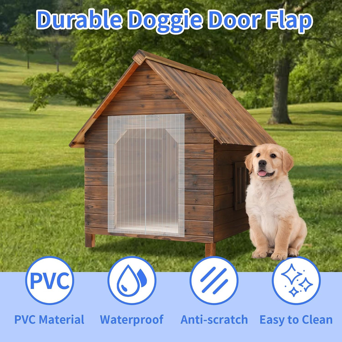 Heuyrao 4.9 Feet x 7.8 Inch Dog House Plastic Door Flap Clear – Essentials for Dogs - image 2