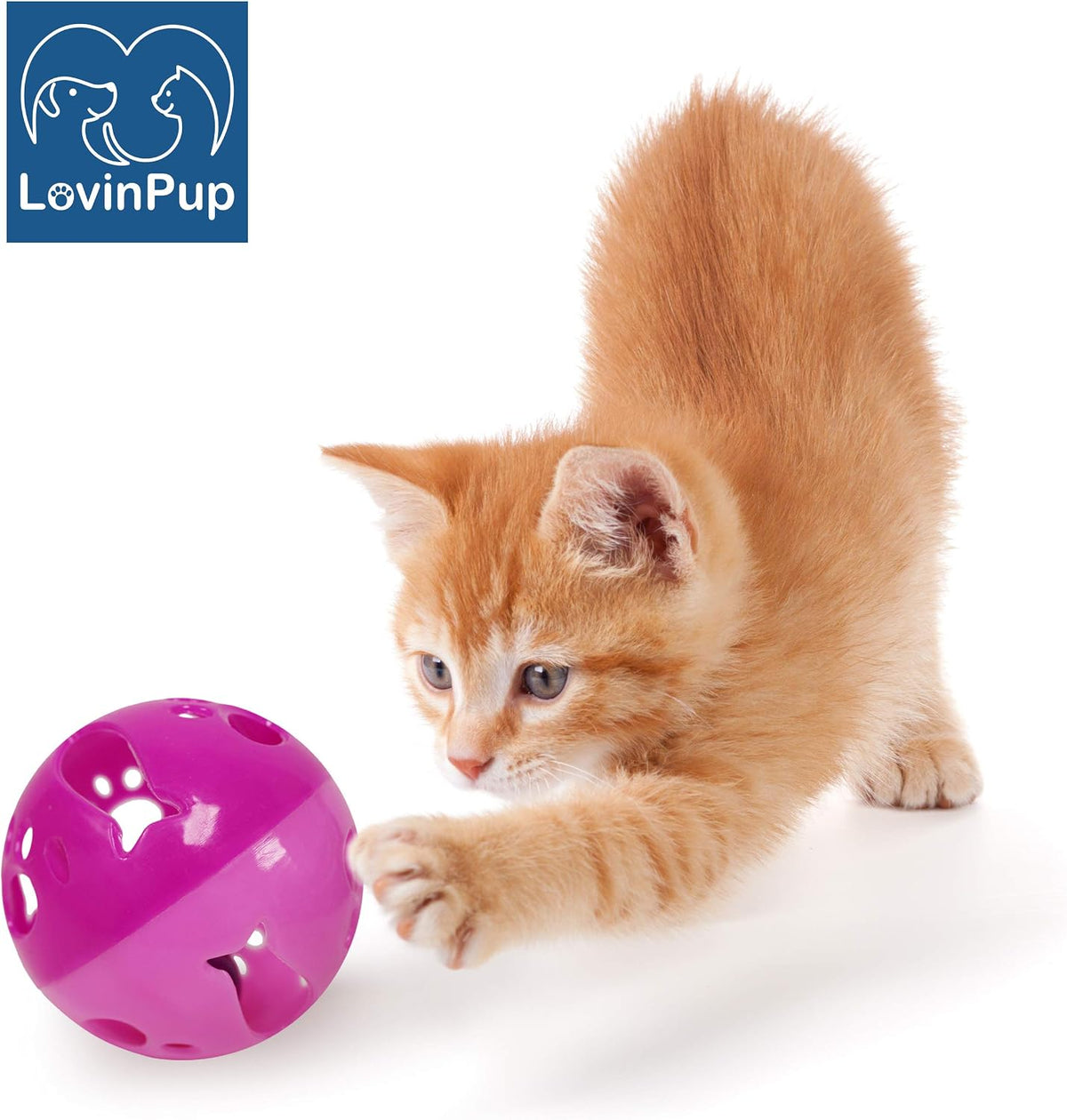 Large Cat Ball Toy with Bell, Blue - Pink - 3 Pack