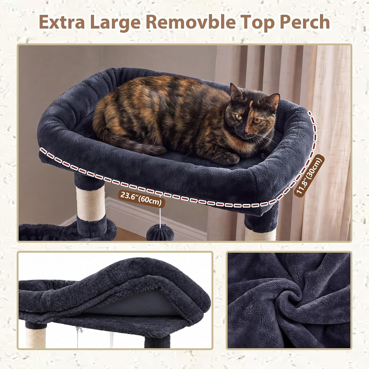 Maine Coon Cat Tree, Heavy Duty Cat Tower for 20 lbs+, GCT033G – Essentials for Cats - 68.5 inches / Dark Gray - image 2