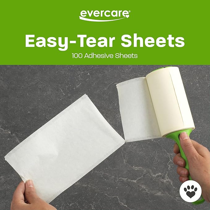 Evercare Giant Extreme Stick Lint Roller Brushes with 60 Easy-Peel Sheets, Pack of 5 Refillable Lint Rollers for Hair and Debris (300 Sheets Total)