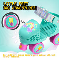 SULIFEEL Kids Adjustable Quad Roller Skates for Girls and Boys – Fun for Kids & Family - Unicorn Green - image 3