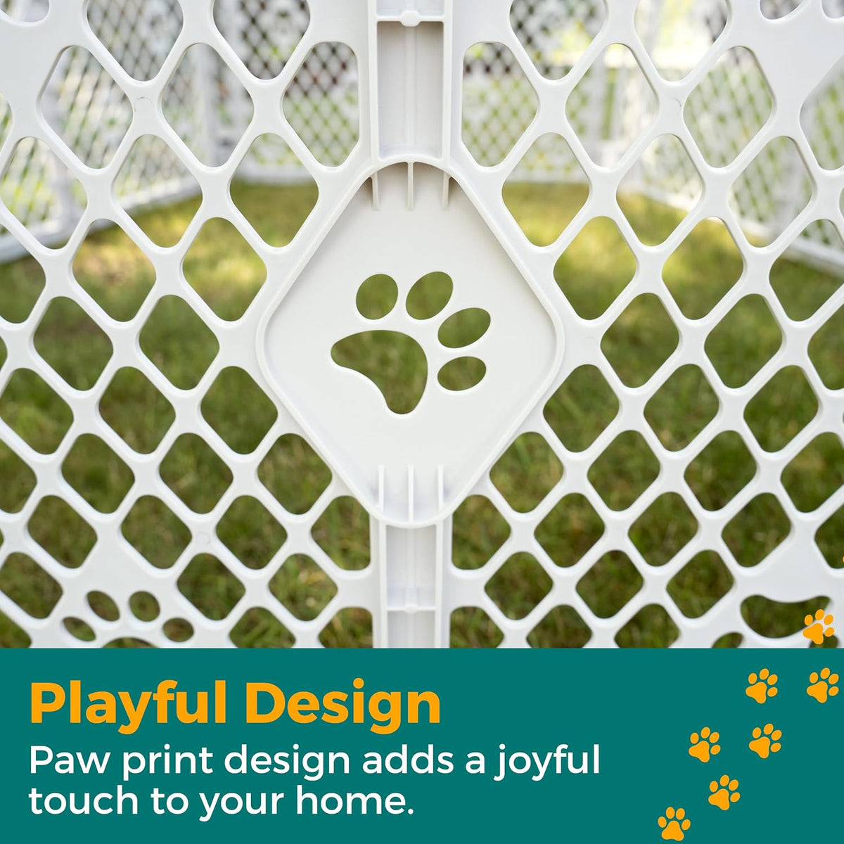 MyPet North States Petyard Plus: 3 Ft. Wide Folding Dog Playpen - 8-Panel / Paw Print Design / Light Gray - image 3