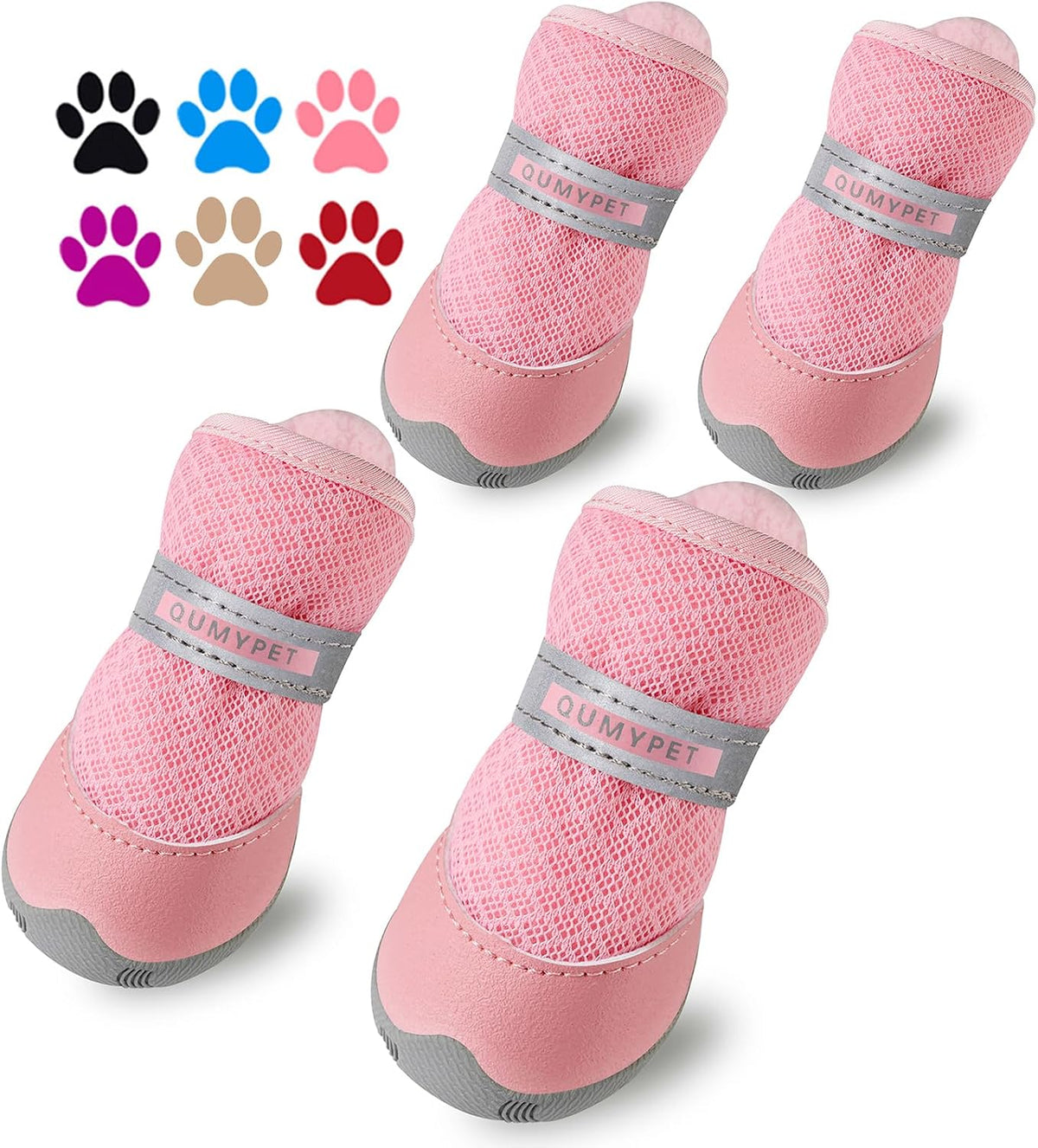 QUMY Dog Shoes for Small Dogs Hot Pavement Puppy Dog Boots & Paw - Pink / size 5: 2.25"x1.78"(L*W)