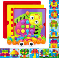 Button Art Toys for Toddlers Ages 3+, Mosaic Peg Board – Fun for Kids & Family - bug